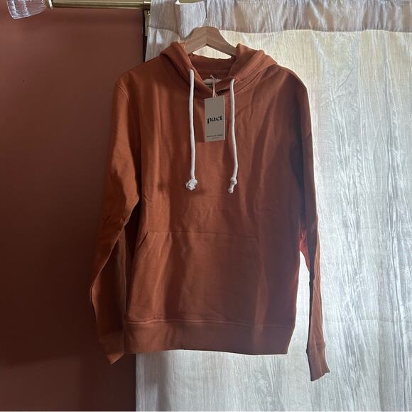 Pact Tops - Pact Lounge Pullover Hoodie Sweatshirt Unisex One For All Amber Brown NWT Size M